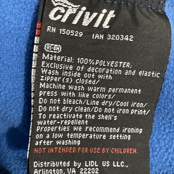 Crivit Blue Water-Repellent Jacket  XL (EU 46/48) – Lightweight Zip-Up Active - Picture 4 of 12